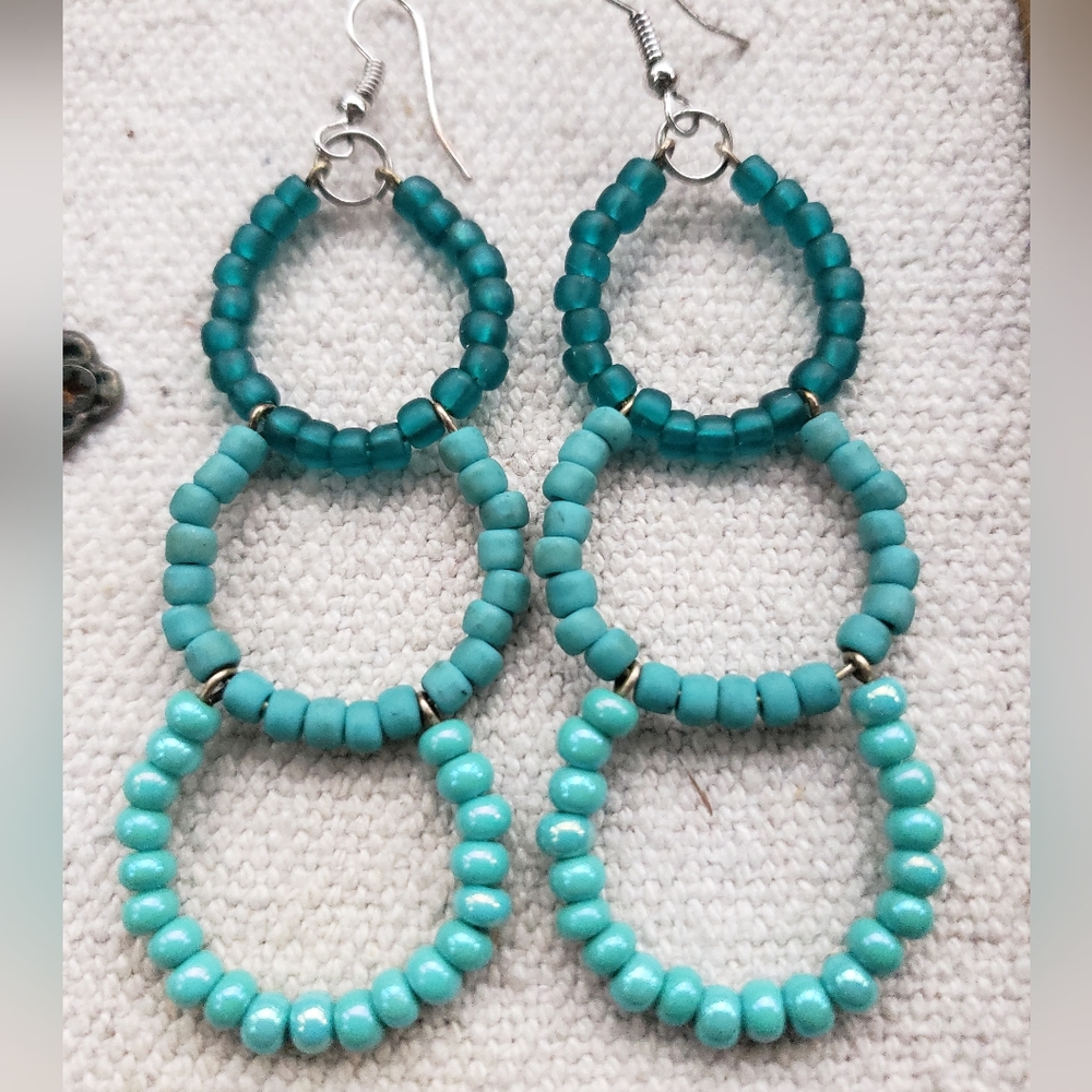 Blue Hoop Earrings, Blue Earrings, Statement Earrings, Bold Jewelry